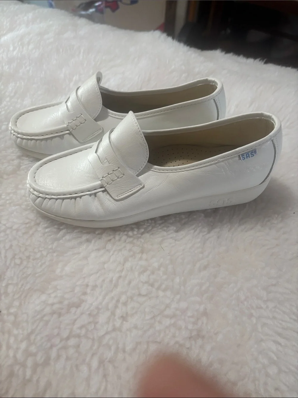 SAS Men's White Leather Penny Slip-On Loafers new no box